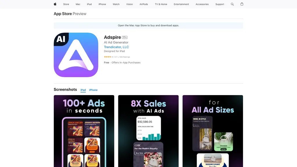 Adspire screenshot