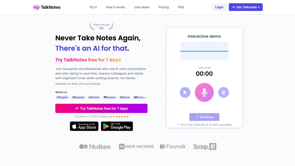 TalkNotes screenshot