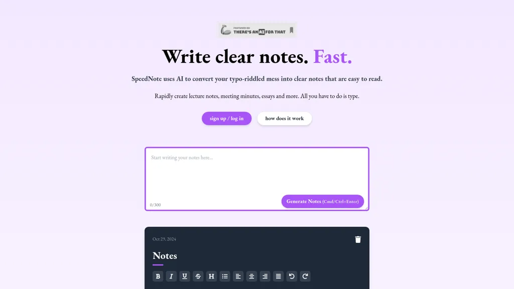 SpeedNote AI screenshot