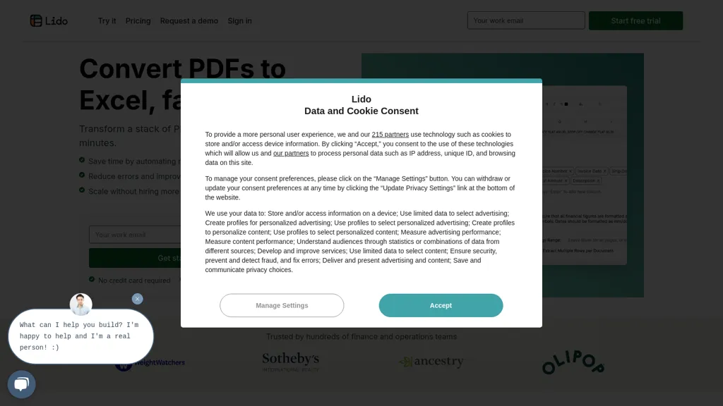 Lido PDF to Excel screenshot