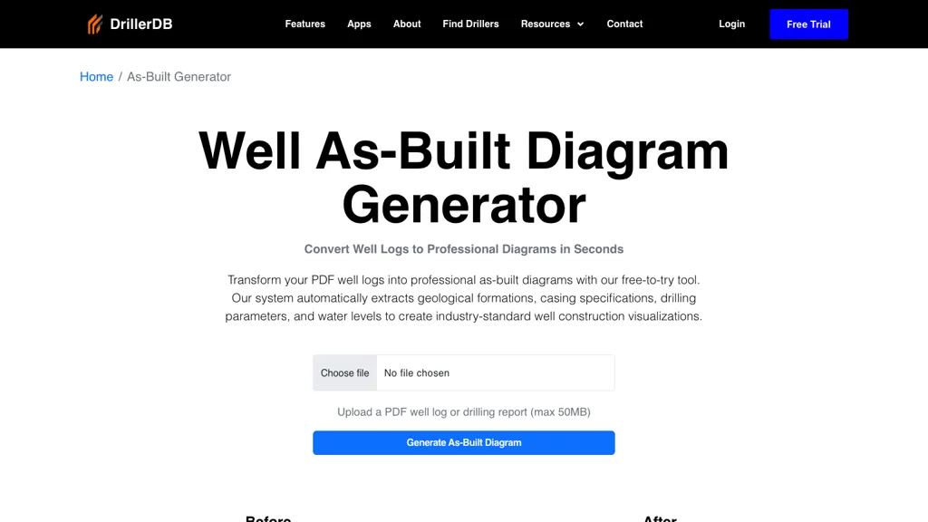 DrillerDB Well As-Built Diagram Generator screenshot