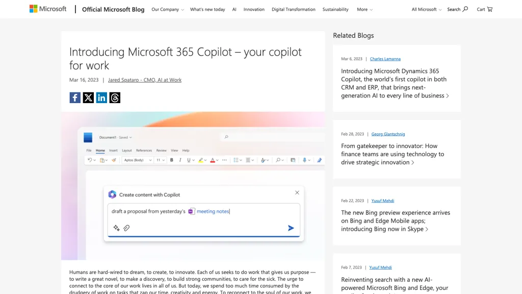 Microsoft 365 Co-pilot screenshot