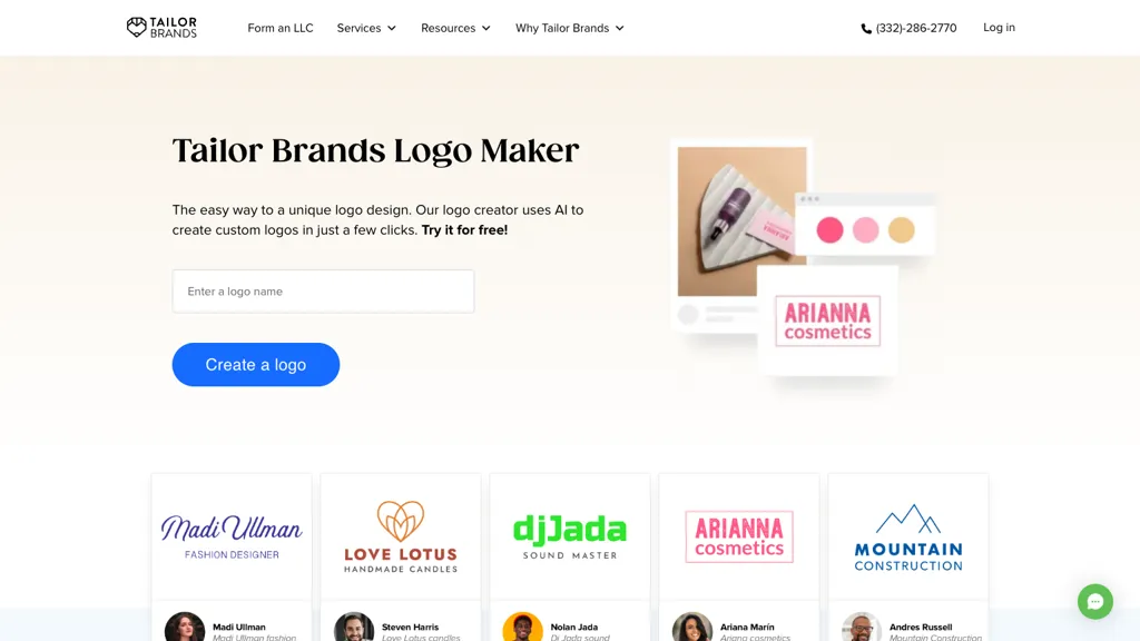 Tailor Brands screenshot