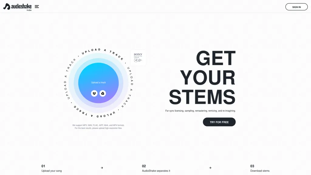 Audioshake screenshot