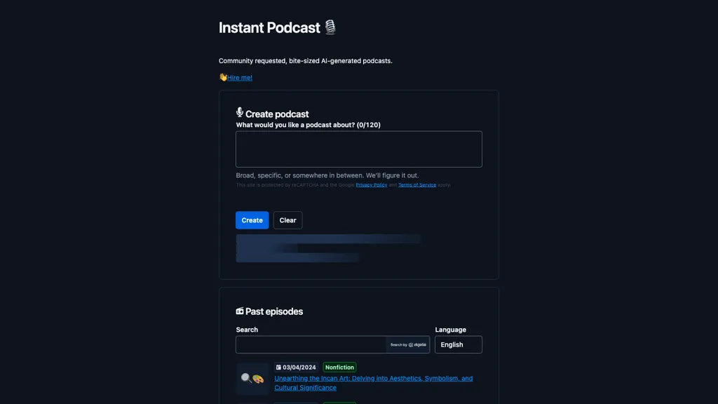 Instant Podcast screenshot
