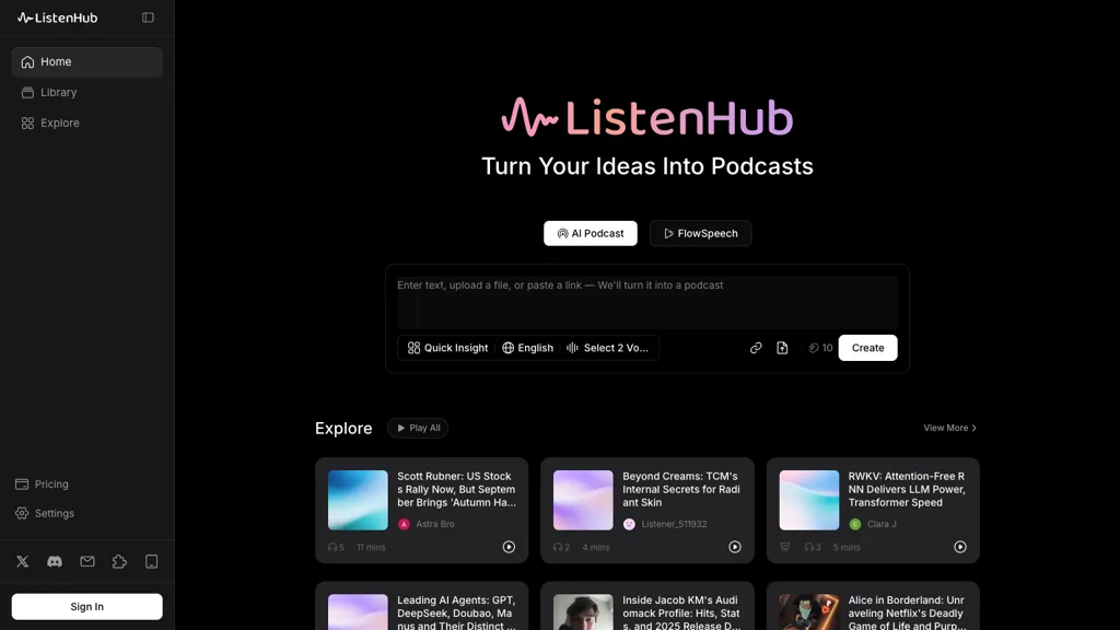 ListenHub screenshot