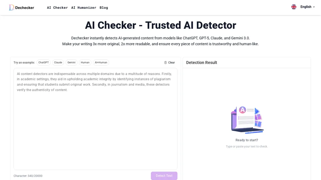 Dechecker ai screenshot