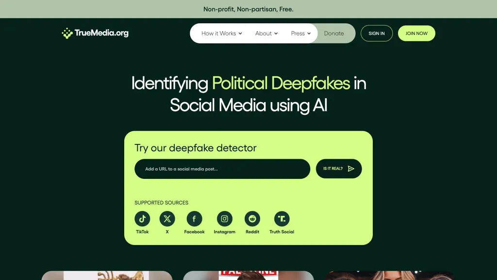 TrueMedia screenshot