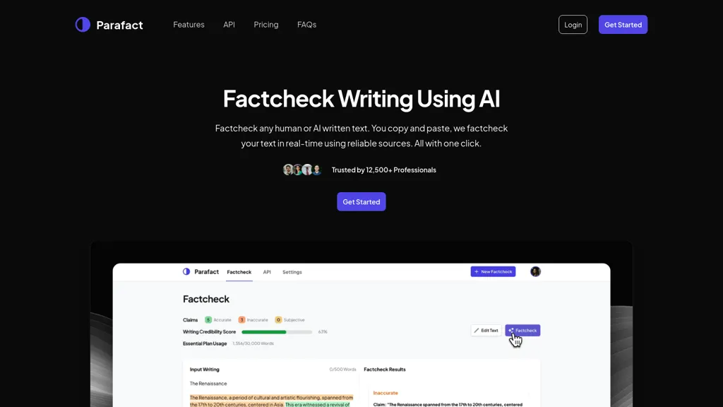 Parafact screenshot