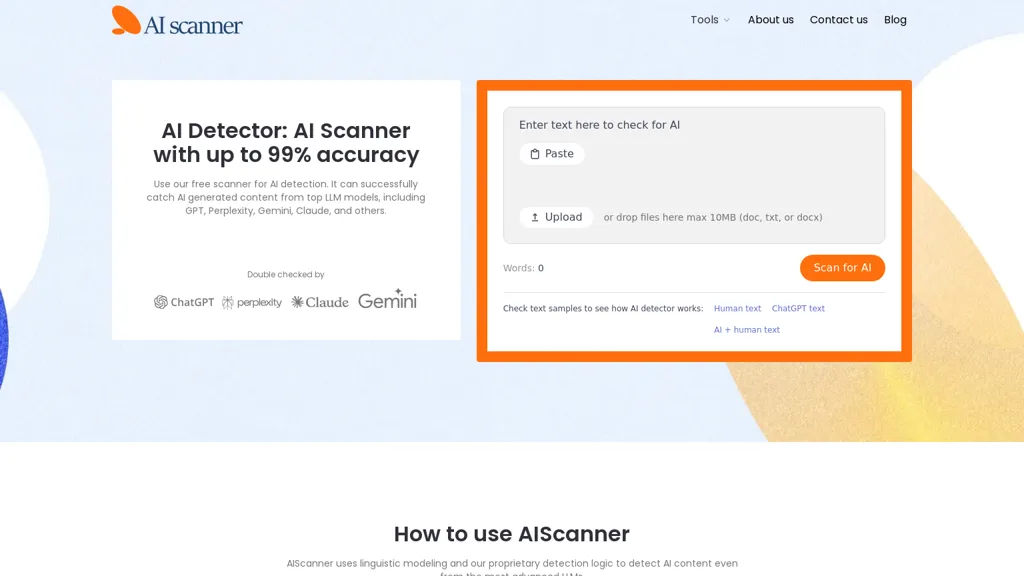 AIScanner.io screenshot