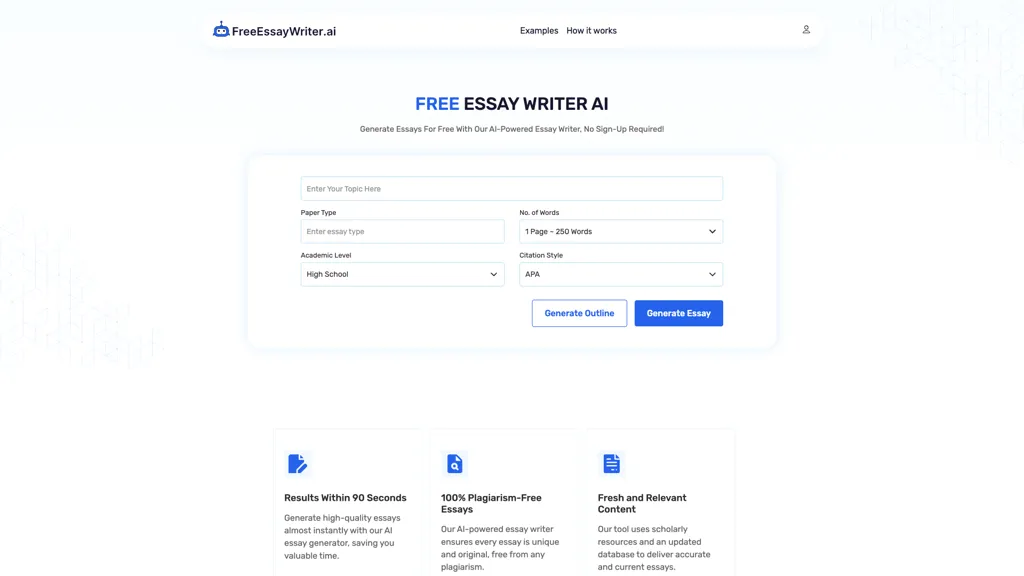 FreeEssayWriter.AI screenshot
