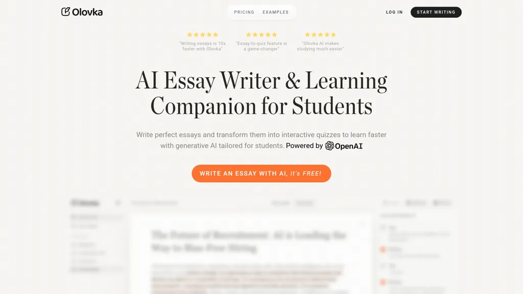 Olovka AI Essay Writer screenshot