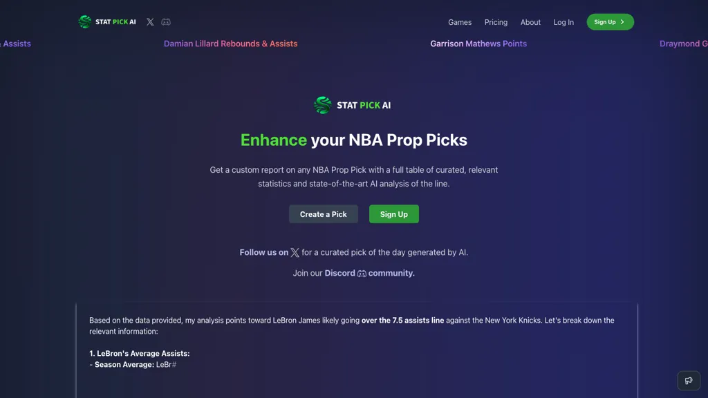 Stat Pick AI screenshot
