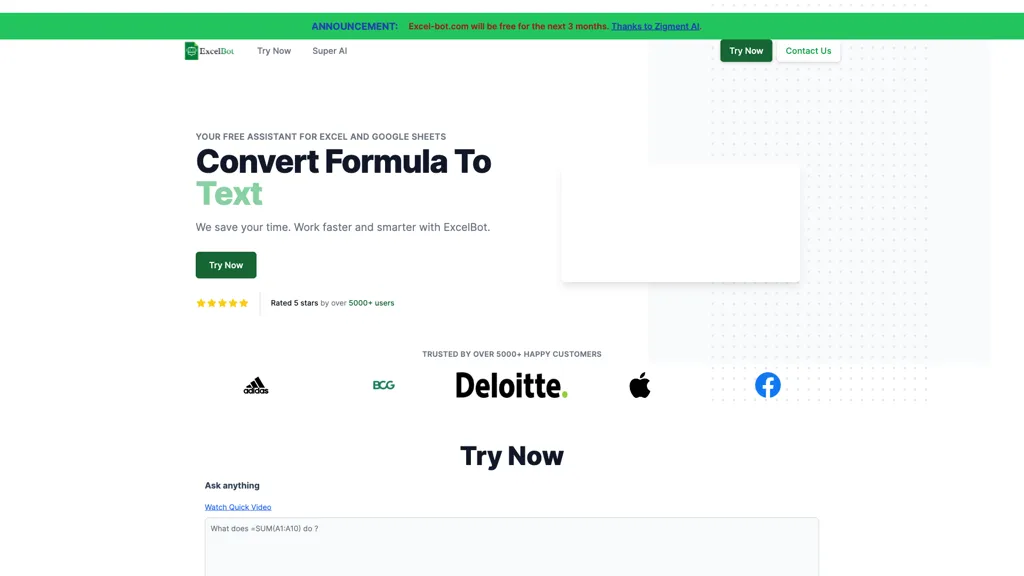 Excel-bot.com screenshot