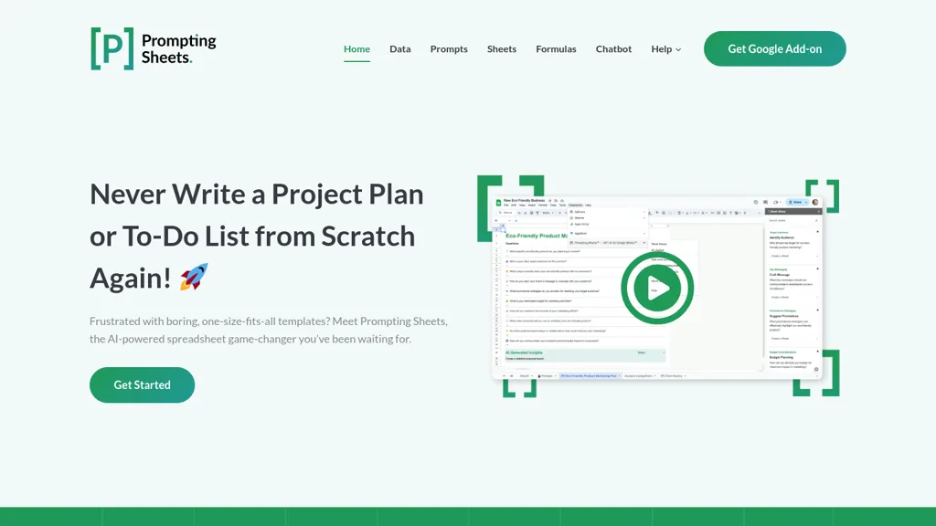 Prompting sheets™ screenshot