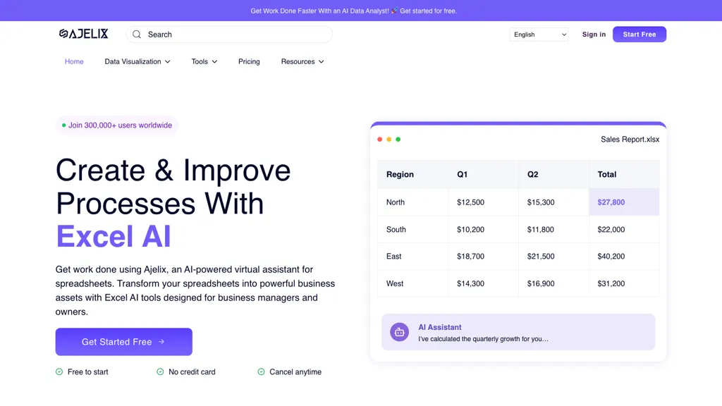 Ajelix AI Excel Tools screenshot