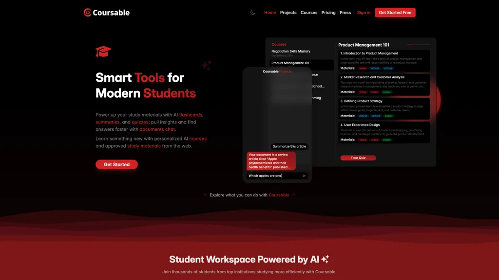 Coursable.io screenshot