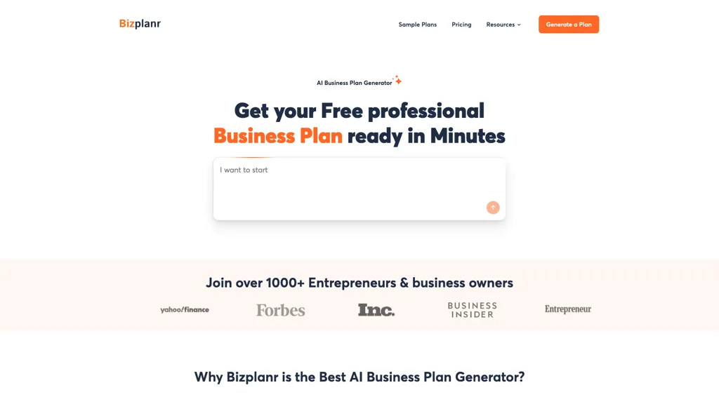 BizplanrAI screenshot