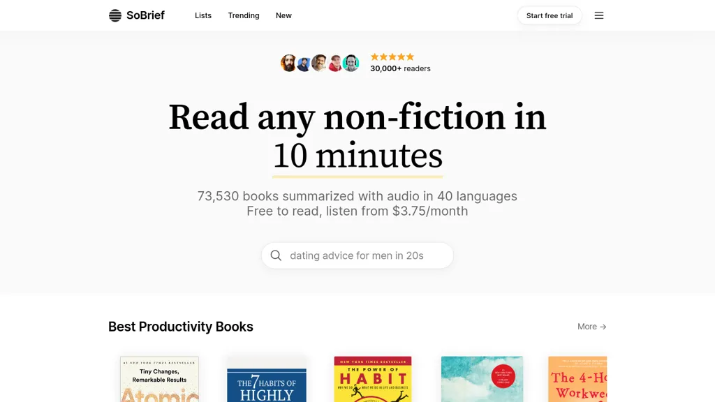 Sobrief.com screenshot