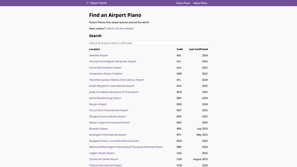 Airport Pianos screenshot