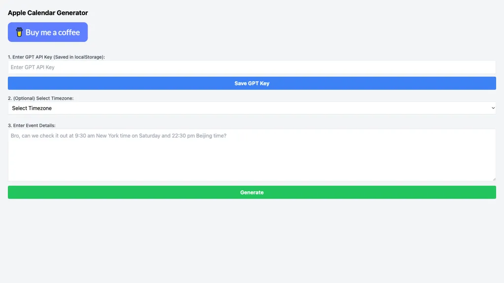 Apple Calendar Generator screenshot