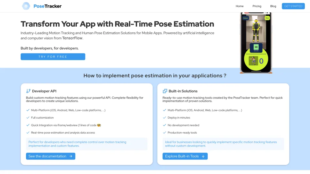 PoseTracker API screenshot
