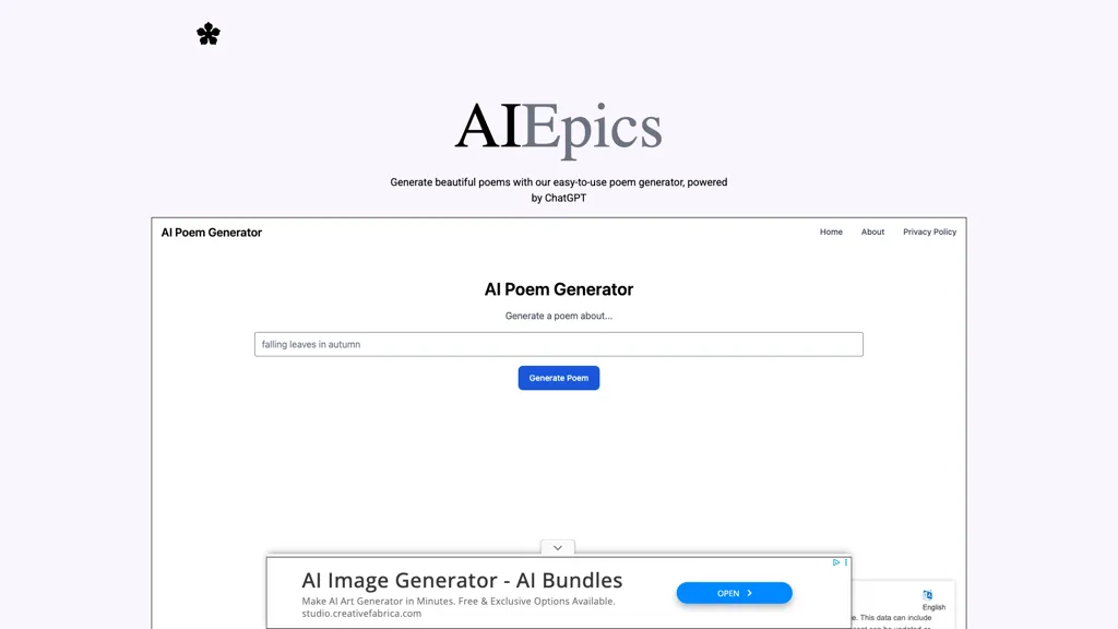 Poem generator screenshot