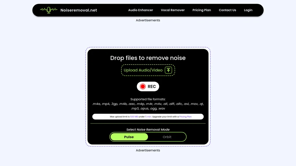 Noiseremoval.net screenshot